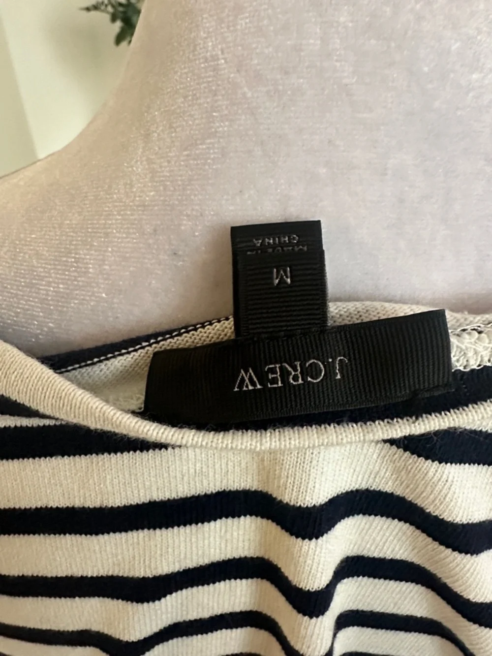 J. Crew White & Black Striped Sweater with Red Graphic